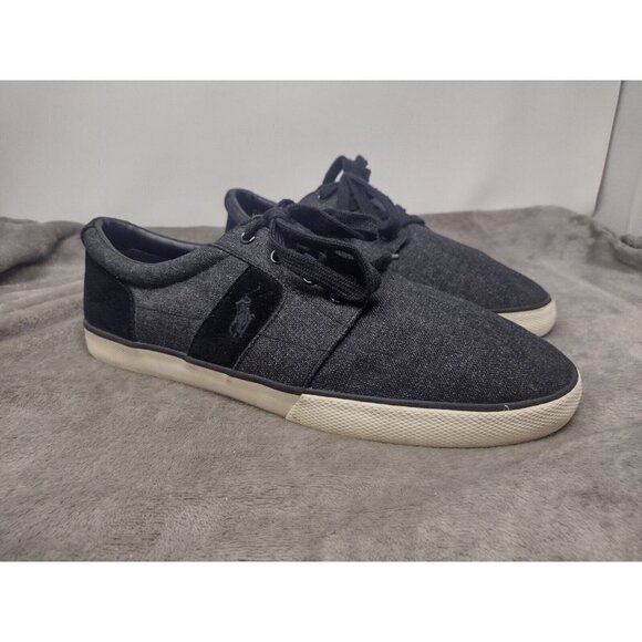 Polo Ralph Lauren Halmore Canvas Fashion Sneaker Sport Suede Gray Mens 13 D - Picture 1 of 11